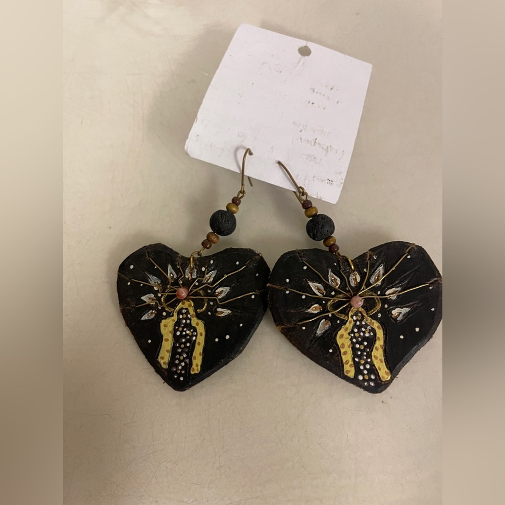 handcrafted Real Leather artisan earrings